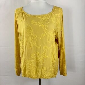 M Made In Italy Bohemian Peasant Paisley Embossed Blouse Tunic Top Size L